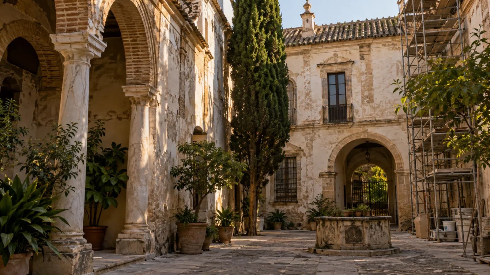 Patio de un edificio histórico en rehabilitación